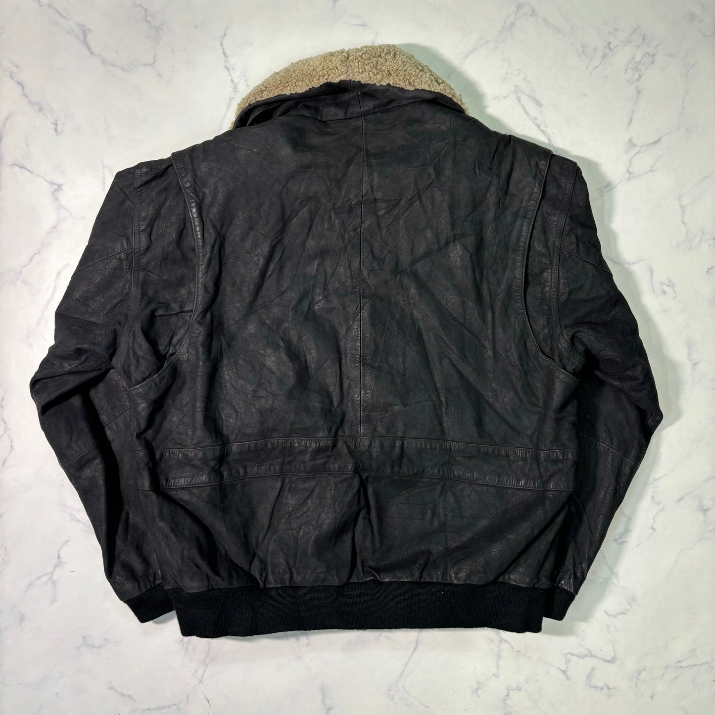 adidas Sapporo 1972 Winter Olympics Leather Bomber Jacket Black 90s M vintage