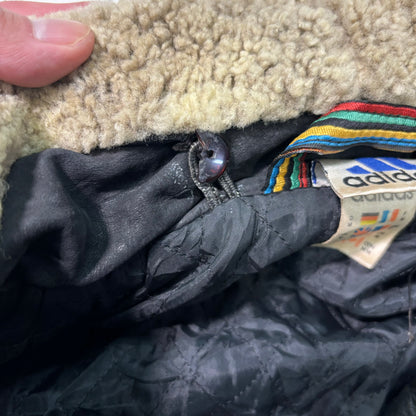 adidas Sapporo 1972 Winter Olympics Leather Bomber Jacket Black 90s M vintage