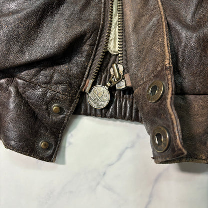 adidas Lake Placid 1932 Olympics Leather Bomber Jacket 90s vintage