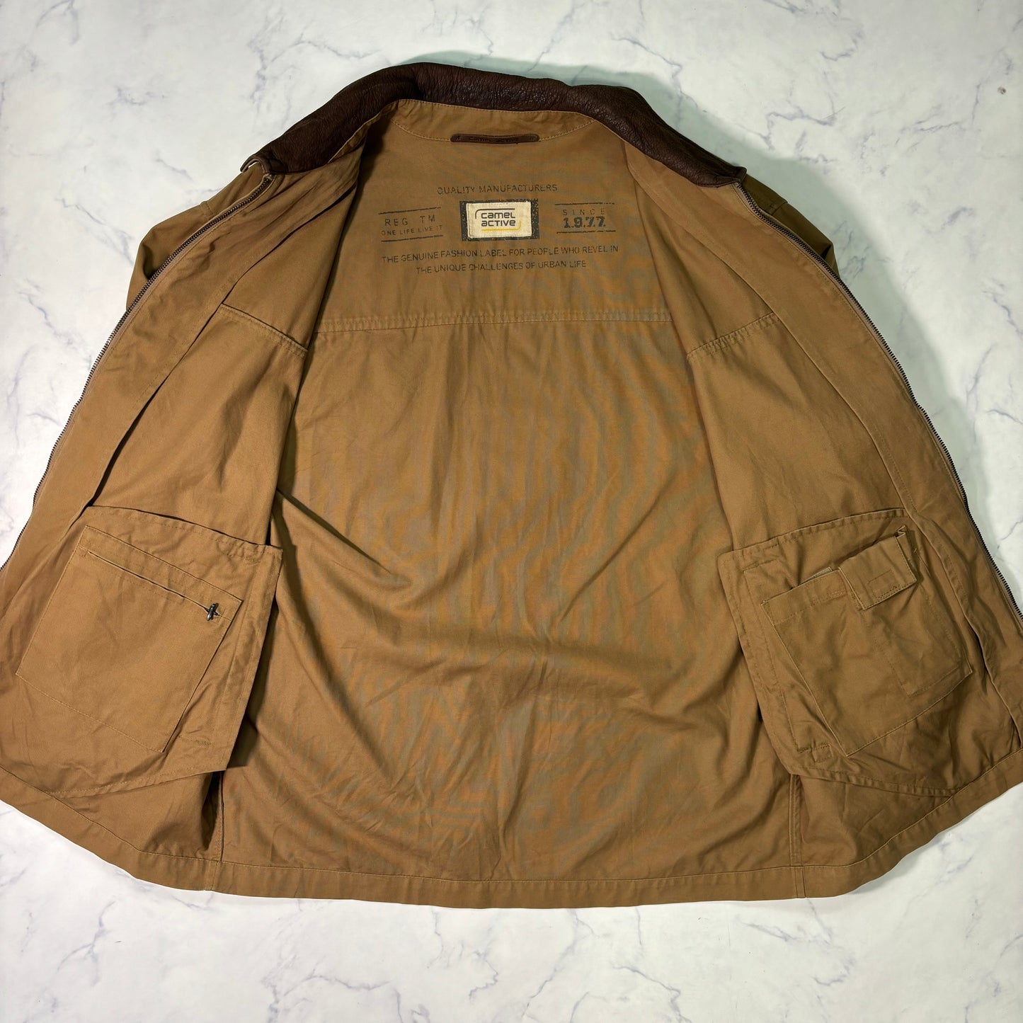 Camel Active Leather Collar Jacket Beige Duck　