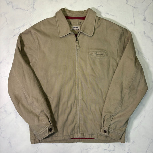 Beige Swing Top Jacket Red Lining Zip Up
