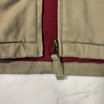 Beige Swing Top Jacket Red Lining Zip Up