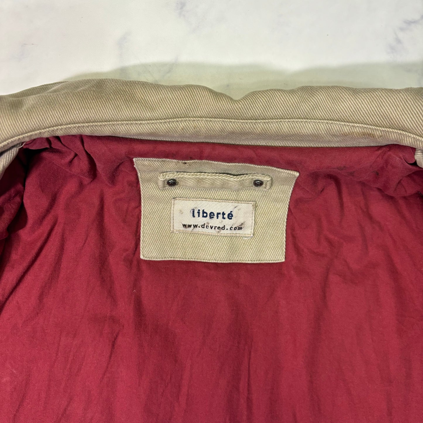 Beige Swing Top Jacket Red Lining Zip Up