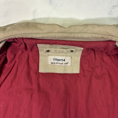 Beige Swing Top Jacket Red Lining Zip Up