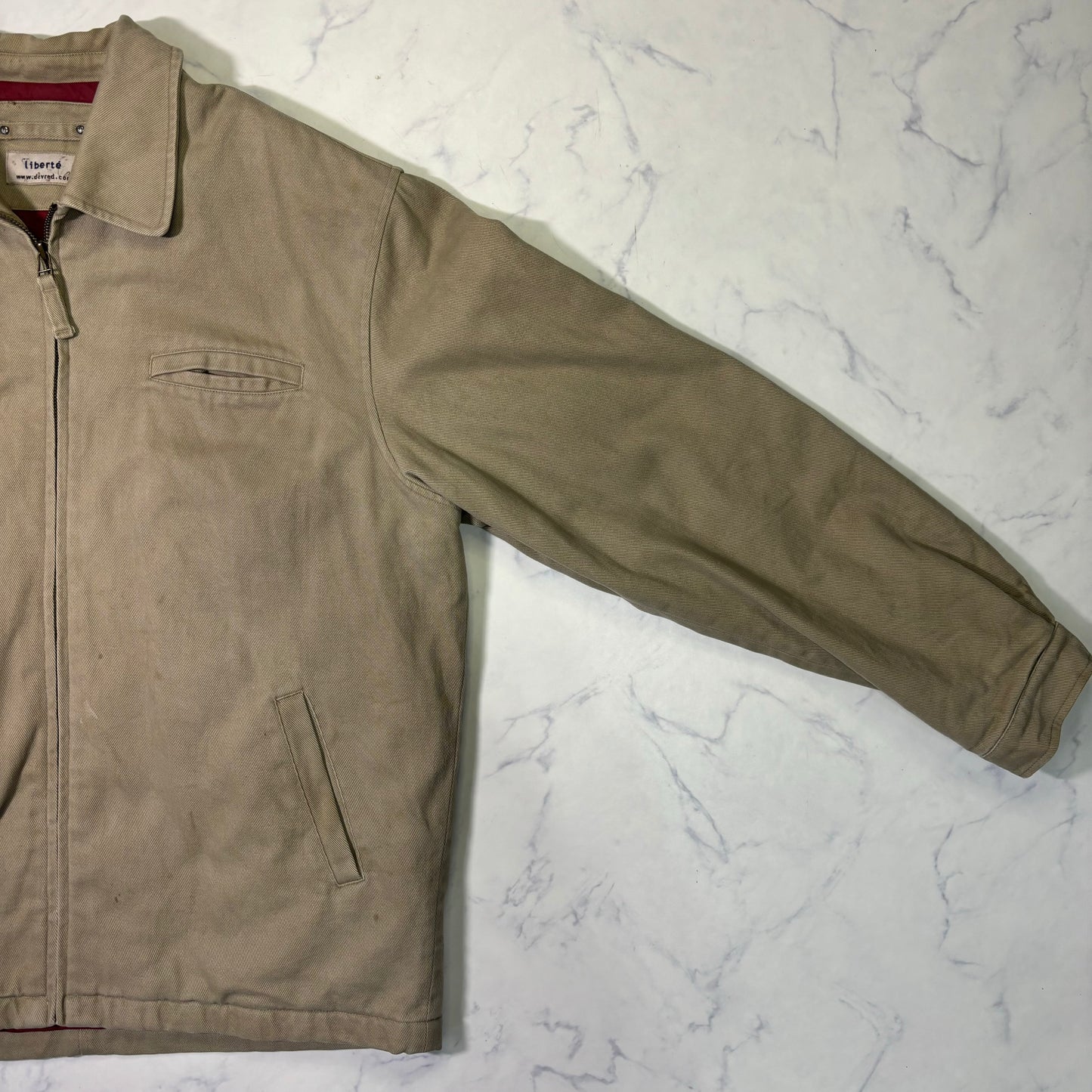 Beige Swing Top Jacket Red Lining Zip Up