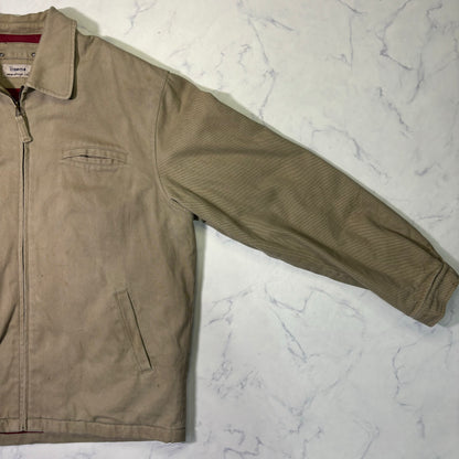 Beige Swing Top Jacket Red Lining Zip Up