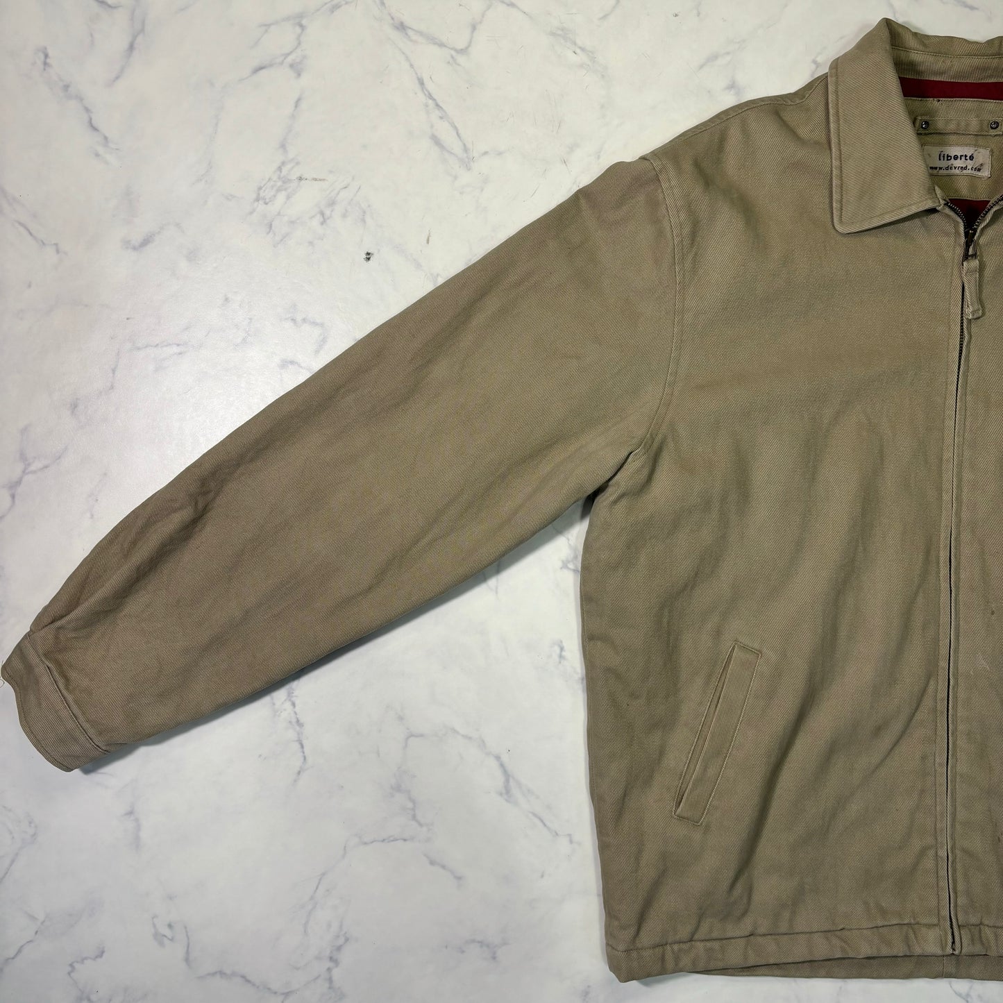 Beige Swing Top Jacket Red Lining Zip Up