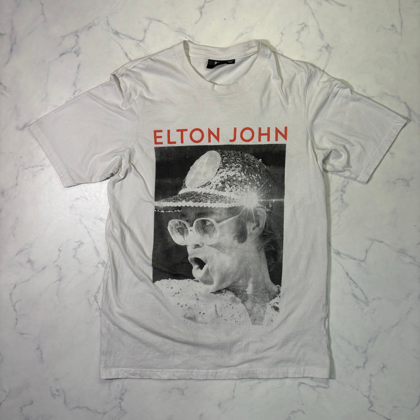 Elton John White Graphic Band T-Shirt