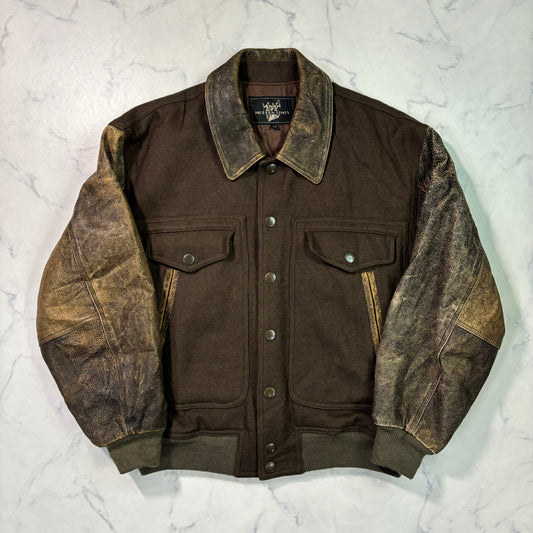 modern times wool leather bomber jacket