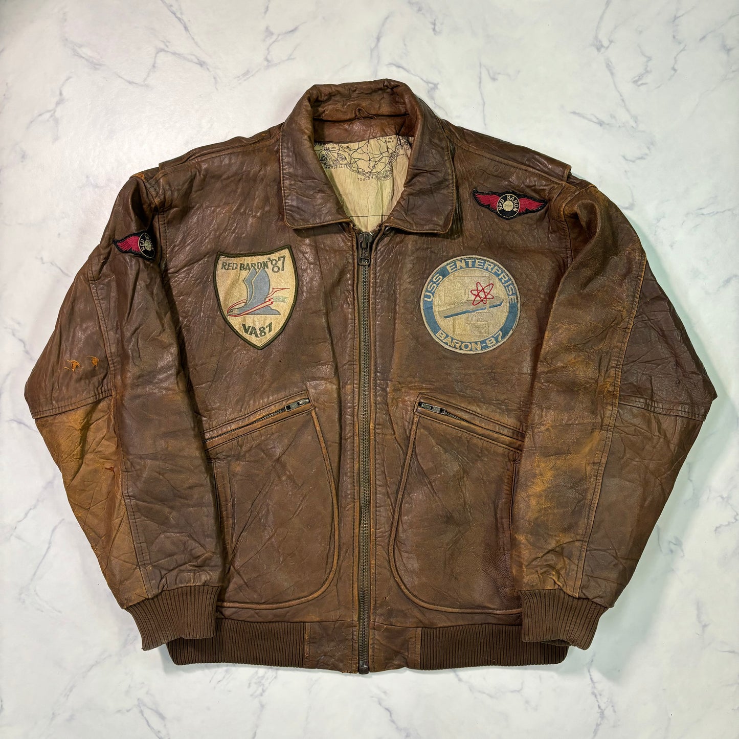 A-2 flight leather jacket brown 90s usa