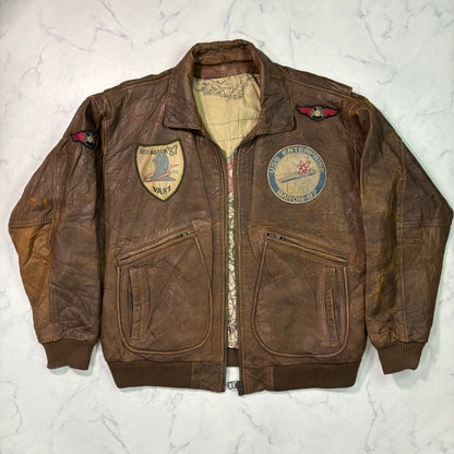 A-2 flight leather jacket brown 90s usa