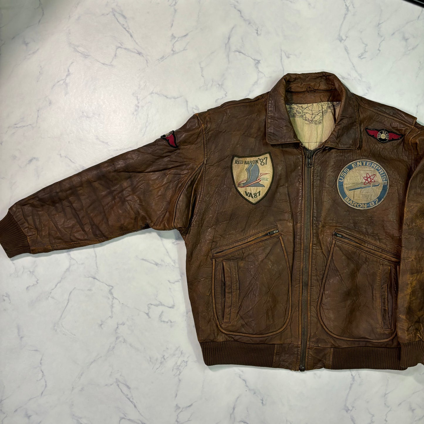 A-2 flight leather jacket brown 90s usa