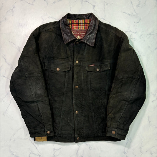 marlboro classics leather tracker jacket 90s